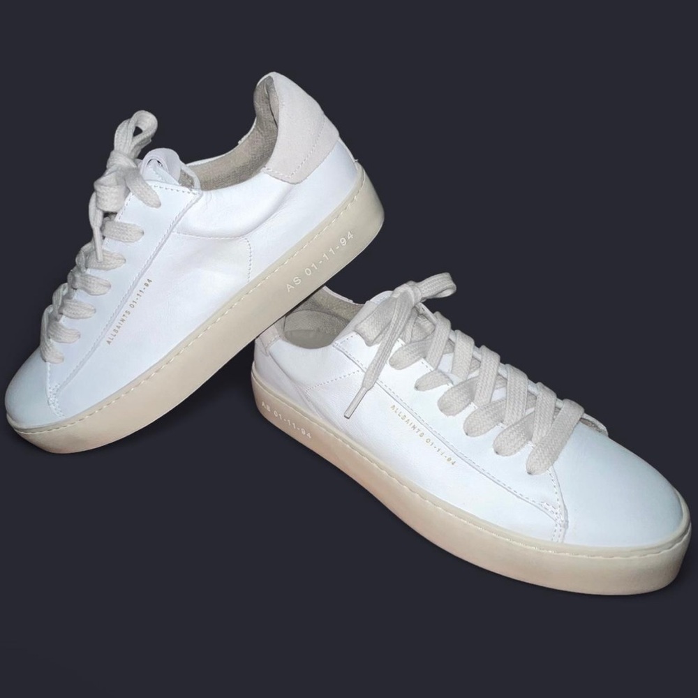 AllSaints Shana low top leather sneakers in white